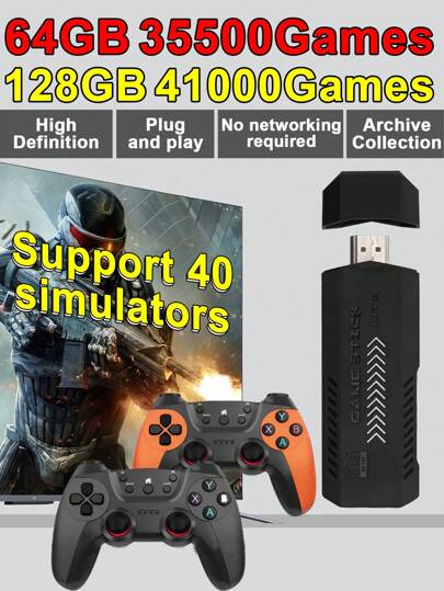 1 Set Of Home TV Game Console Can Be Connected To HD TV Wireless Controller For Two-Player Battle Built-In 40000 Classic Nostalgic Retro Game Arcade Joysticks 40 Simulators Such As PS1/GBA/FC/NES Plug-And-Play Game Box Family Party Interactive Game Stick No Need For Network Games Can Be Archived