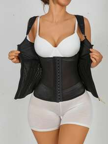 Waist Trainer For Women Workout Corset Waist Cincher Shapewear Tummy Control Vest Body Shaper Invisible Girdle - Black - View 4