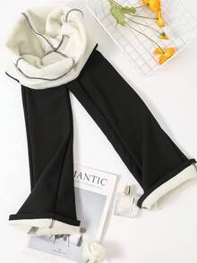 High Waist Thermal Lined Thick Yoga Flared Pants, Fitness Leggings For Women,Fleece,Winter