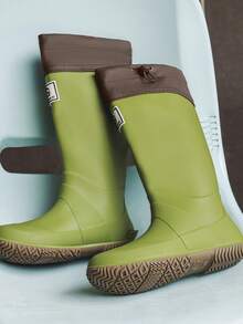 Foldable & Portable Rainboots, Unisex Soft Exterior Versatile Outdoor Tall Waterproof Boots For Camping, Couples' Wading Shoes - Green - View 5