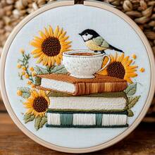 1 Pc Of Beginner's Embroidery Toolkit, Including Bird, Book And Sunflower Patterns - DIY Spring/Summer Style Embroidery - Multicolor - View 4