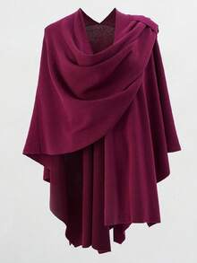 1 件女士优雅不对称双面可调节扣软针织“斗篷”披肩，多功能办公/旅行配件，春/秋/冬 - 彩色 - 查看 11