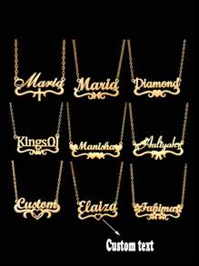 1 Pieza Personalizada Collar de Cadena con Símbolo de Corona, Cruz, Nombre, Corazón, Cruz de Acero Inoxidable, Corazón, Mariposa, Estrella, Mariposa, Símbolo de Infinito, Nombre Árabe, Joyería Personalizada para Exteriores, Playa, Letras de Cadena, Logotipo Firmado, Número Colgante Gargantilla