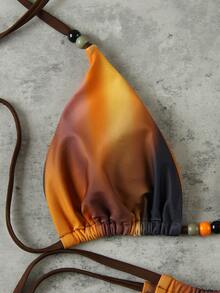 Women's Summer Beach Tie-Dye Halter Strappy Sexy Bikini Two-Piece Swimsuit - Multicolor - View 4