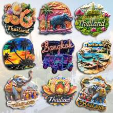1pc Scenic Thailand Phuket Grand Palace, Chiang Mai Temple, Elephant, Food Resin Refrigerator Magnets, Travel Souvenir, Home Decor For Office, Bedroom, Cabinet, Meaningful Creative Gift