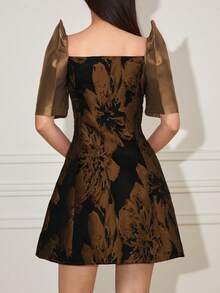 Đầm tay phồng in hoa thanh lịch lấy cảm hứng từ phong cách Philippines hiện đại của Amyenjoylife, trang phục dự tiệc cocktail mùa xuân/hè, áo khoác ngắn kiểu Philippines. - Cà phê - Xem 4