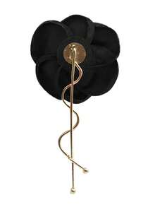 1 pièce Pince à cheveux style bohème en faux tissu à fleurs, accessoires de cheveux, accessoires d'été, voyage, pinces à cheveux, barrettes, fournitures scolaires, tenues de vacances pour femmes, accessoires de tête, épingle à cheveux - Noir - Voir 3