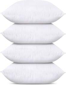 Bedding Throw Pillows (Set Of 4, White), 18 X 18 Inches Pillows Sofa, Bed And Couch Decorative Stuffer Pillow