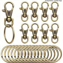 30/50pcs Metal Lobster Clasp With Key Chain, Key Ring Accessory Kit For DIY Craft Metal Key Chain Hook, Keychain With Lobster Claw Clasp - Keychain+Flat Ring - View 12