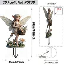 2D Flat, 1 Pc 2D Flat Product Fairy Garden Signage, 5.91" X 7.87" Acrylic Garden Decor Plaque, Waterproof & Scratch-Resistant, Outdoor Decoration, Suitable For Potted Plants, Lawn And Yard - Ideal Housewarming Gift, 2D Flat, No Electricity Required