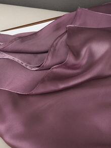 1pc Women's 90*180cm Bohemian Classic Solid Printed Scarf, Fashion Smooth Satin Hijab, Windproof Sunproof Shawl For Dress - Purple - View 5