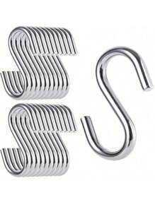 5/10/20/30/50PCS S-Shaped Metal Hooks,Heavy Duty Stainless Steel S-Hook With Scratch Resistant Cap - Small S-Shaped Hooks For Hanging Kitchen Utensils, Pans, Pots, Clothes, Bags, Towels, Plants,Adjustable, Wall Mounted Accessory Organizer(Random Color) Back To School
