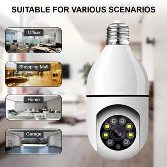 1 pieza Cámara HD E27 con visión inalámbrica a 360 grados, detección de movimiento y alarma, audio bidireccional y iluminación de visión nocturna, ideal para  del hogar, cuidado de ancianos y niños, con almacenamiento en la nube y soporte para tarjeta micro SD, perfecta para monitorear bebés, mascotas y la  del hogar, ideal como regalo familiar