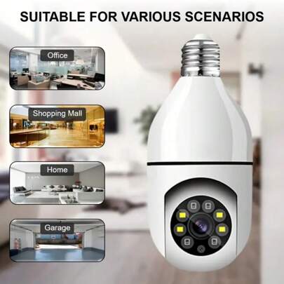 1pcsE27 HD Camera, Wireless Phone And WiFi Remote Viewing 360 Degree Panoramic View, Motion Detection And Alarm, Two-Way Audio And Night Vision Lighting, Pet/Sitter Home Security. Ideal For Home Security Monitoring, Elderly And Child Care, Built-In Night Vision, Cloud Storage And Micro SD Card Support - Perfect For Baby, Pet Monitoring And Home Security - Ideal For Family Holiday Gifts