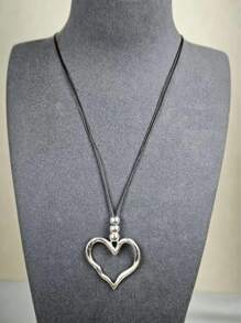 1 Stück lässige, vielseitige Halskette mit Herzanhänger aus Legierung für Damen