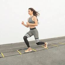 Escalera de agilidad ProSource Fit Speed de 8, 12 y 20 peldaños para entrenamiento de velocidad y ejercicios de agilidad deportiva con bolsa de transporte gratuita - Amarillo - 20 peldaños - Ver 12