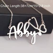 1pc Personalized Stainless Steel English Letter/Name Pendant Necklace, Minimalist & Fashionable Design, Ideal Gift For Nurses And Medical Staff