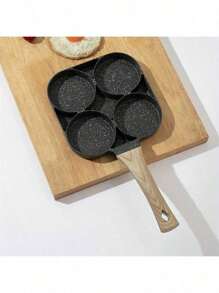 Frigideira Multifuncional Antiaderente 4 em 1 Ovos Hambúrguer Omelete Com Alça De Madeira