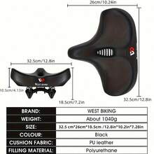 Cojín de asiento de bicicleta extra grande, almohadilla de sillín ancha y cómoda para bicicleta de montaña y bicicleta de carretera, accesorios de ciclismo unisex, con bolas de doble amortiguación para un viaje cómodo