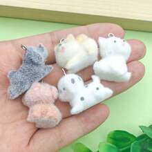 Set de 2/5 piezas de encantos de estatuilla de perro de oso de peluche de resina bonita con colgante de animal 3D de resina para hacer manualidades con llaveros, pulseras, collares y aretes