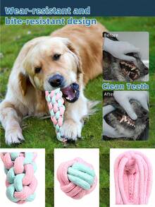 Macaron Rope Chew Toy Set For Pet Dogs, Interactive Tug Of War & Teething Toys - Multicolor - View 5