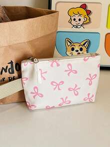 尼龙蝴蝶结印花背包套装，可折叠多口袋大容量防水拉链背包，适合高中生、大学生、女士、日常使用、通勤、旅行、情人节礼物