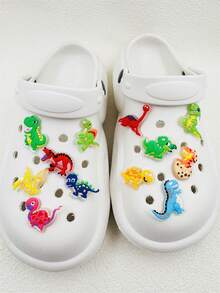 12pcs/Set Fluorescent Dinosaur Cartoon PVC Cute Shoe Decorations - Multicolor - View 5