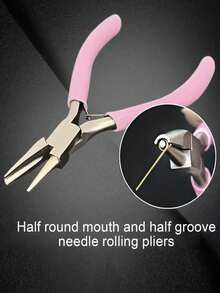 Professional Round Concave Pliers Jewelry Pliers Round Nose Pliers, Precision Wire Looping And Bending Tool Mini Diy Jewelry Making Tool, Ideal Tool For Craft Hobbyists - Pink - View 2