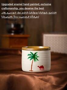 1件全新高品质（升级珐琅独家工艺）沙漠骆驼加厚陶瓷意式咖啡杯，创意陶瓷纪念品，中东风格拿铁杯，适合日常使用 - 彩色 - 查看 16