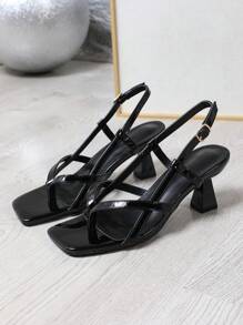 Stylish, Elegant Buckle Toe High Heel Sandals