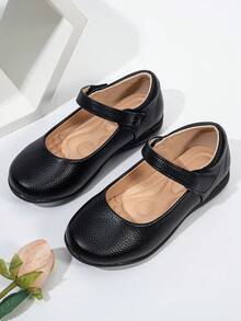Comfortable, Breathable, Non-Slip Children Girls' Flat Shoes With Wave Design Suitable For School, Performances - Black - View 4