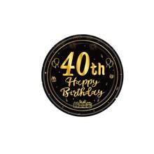 10/20/40/60件組 黑金 40歲生日快樂一次性餐具，金色40生日氣球煙花禮物印花 7英吋與9英吋紙盤和餐巾紙，里程碑40歲生日派對盤，適用男女40歲派對用品 - 黑色40歲 - 查看 12