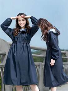 Korean Coat Type Raincoat Women Waterproof Adult Rainproof Windproof Long Sleeve Riding Sweet Girls