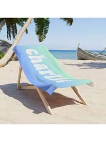 1pc Personalized Text Custom Ombre Beach Towel, Super Absorbent Swimming Towel, Comfortable Beach Blanket, Fashionable Pool Towel, Exquisite Yoga Mat, Beach Accessory, Holiday Essential Gift For Mother's Day, For Birthdays, For Ren's Day, For Father's Day, For Graduation, For Weddings, For Housewarming Bathroom, Living Room, Bedroom, Home Summer Bathroom DecorTravel Essentials Travel Accessories Beach Essentials