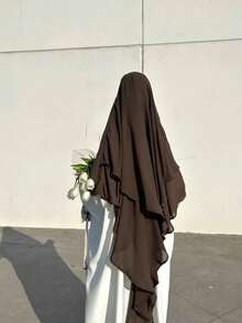 1 件女士即时头巾 Khimar，纯色多层不对称雪纺面纱，时尚奢华优雅，百搭雪纺围巾披肩，适合日常、节日、聚会