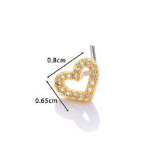 Toppiercing 1pc Funky Stainless Steel Cubic Zirconia Heart Decor Nose Stud For Women For Daily Decoration Valentines