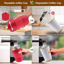 2025YINBAOGE Insulated Travel Coffee Mug, Spill & Leak Proof, Portable To Go Camping Stainless Steel Coffee Tumbler, Reusable Thermal Coffee Cup With Lid For Hot & Cold Drinks (Black, 12 OZ) - 紅色 - 查看 4