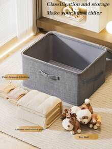 1 件带盖拉链收纳盒，防刮，大容量，可折叠，适用于衣服、毯子、玩具、书籍 - 便携式，女士时尚，可放在床下