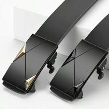 1pc Fashionable Men's Belt With Automatic Buckle, High-End Design Suitable For Young And Middle-Aged Gentlemen