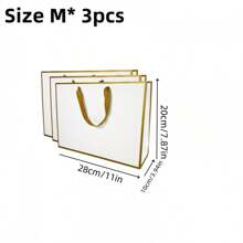 3 piezas Bolsas de regalo con borde dorado, para empaquetar regalos de boda, fiestas y vacaciones, bolsas de papel para ropa/joyería