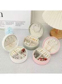1pc Exquisite Jewelry Box, Creative Portable Ring, Ear Studs, Necklace And Earring Travel Jewelry Organizer, Simple Style.