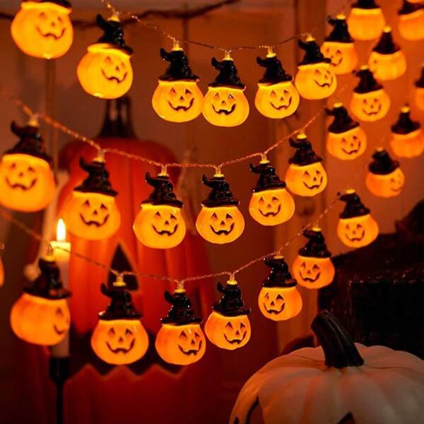 1 Peça Luzes de Corda LED com Forma de Abóbora, Luzes Decorativas para Ambiente Festivo, Decoração de Halloween, Decoração de Casa Assombrada, Iluminação de Humor para Quarto, Sala de Estar e Casa de Feriados