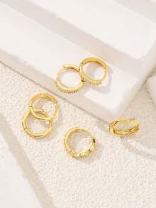 Bộ 6 khuyên tai đính đá Cubic Zirconia thời trang & tinh tế dành cho nữ, thích hợp cho kỳ nghỉ, hẹn hò, tiệc tùng, phối đồ hàng ngày (Không có hộp) - phong cách 1 - Xem 11