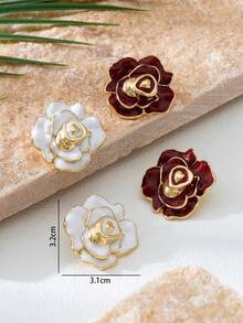 复古欧式多层油彩玫瑰花耳钉，个性时尚性感女士耳环，适合约会、休闲、度假
