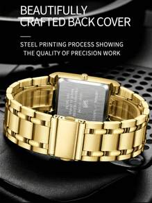 VA VA VOOM 1 Stück Herrenuhr, modisches quadratisches Zifferblatt, Edelstahlarmband 41mm, Luxus Business Stil Herrengeschenk, Uhr mit Original Quarzwerk, Gold & Roségold & Schwarz, Outdoor Sport Arbeits Uhr