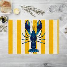 4 Pieces Black Bat Purple And Yellow Plaid Stripes, 12.5*16.5 Inch Insulated Rectangular Linen Table Mats For Holiday Party, Kitchen, Dining Room, Home Table Decoration Placemats