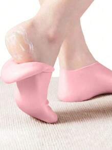 2 Stücke Peeling & feuchtigkeitsspendende Socken zum Schutz vor Fersenspalten, Hautpflege-Geleinlegesohlen-Fußmasken-Socken für den Strand, elastische Kurzsocken mit Silikongel