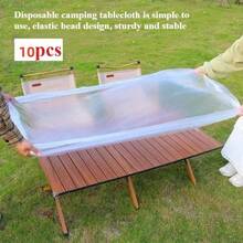 10 件一次性透明 PVC 弹性桌布 - 透明耐用塑料桌布，适合标准尺寸餐桌，易于清洁，适合家庭用餐、聚会和活动 | 可洗桌布，一次性桌布