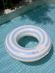 1 件泳池配件，条纹印花蓝色成人泳池充气浮床，泳池派对和海滩的完美夏季礼物，泳池筏躺椅 - 藍色 - 查看 10