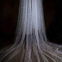 3.05 Meter Cut Solid Color Polyester Lace Fabric, 152cm Width, 100g/M², 100% Polyester, Hand Wash Only, For Wedding Dress Veil, DIY Wedding Dress Curtain Trim